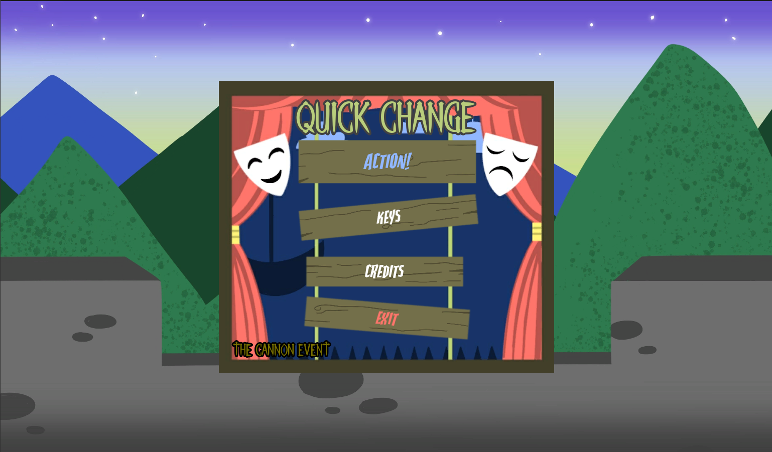 A screenshot of the main menu screen of QuickChange