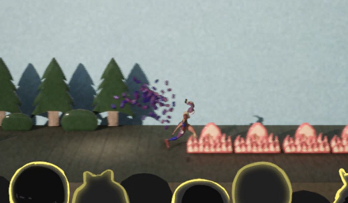 A screenshot showcasing the Tragedy mask confetti effect