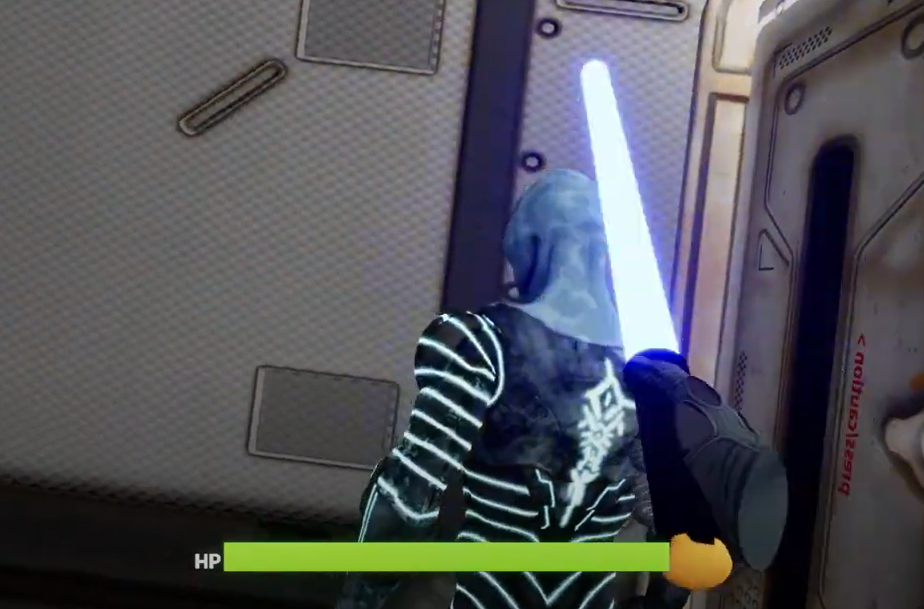 Hitting an alien with the sword