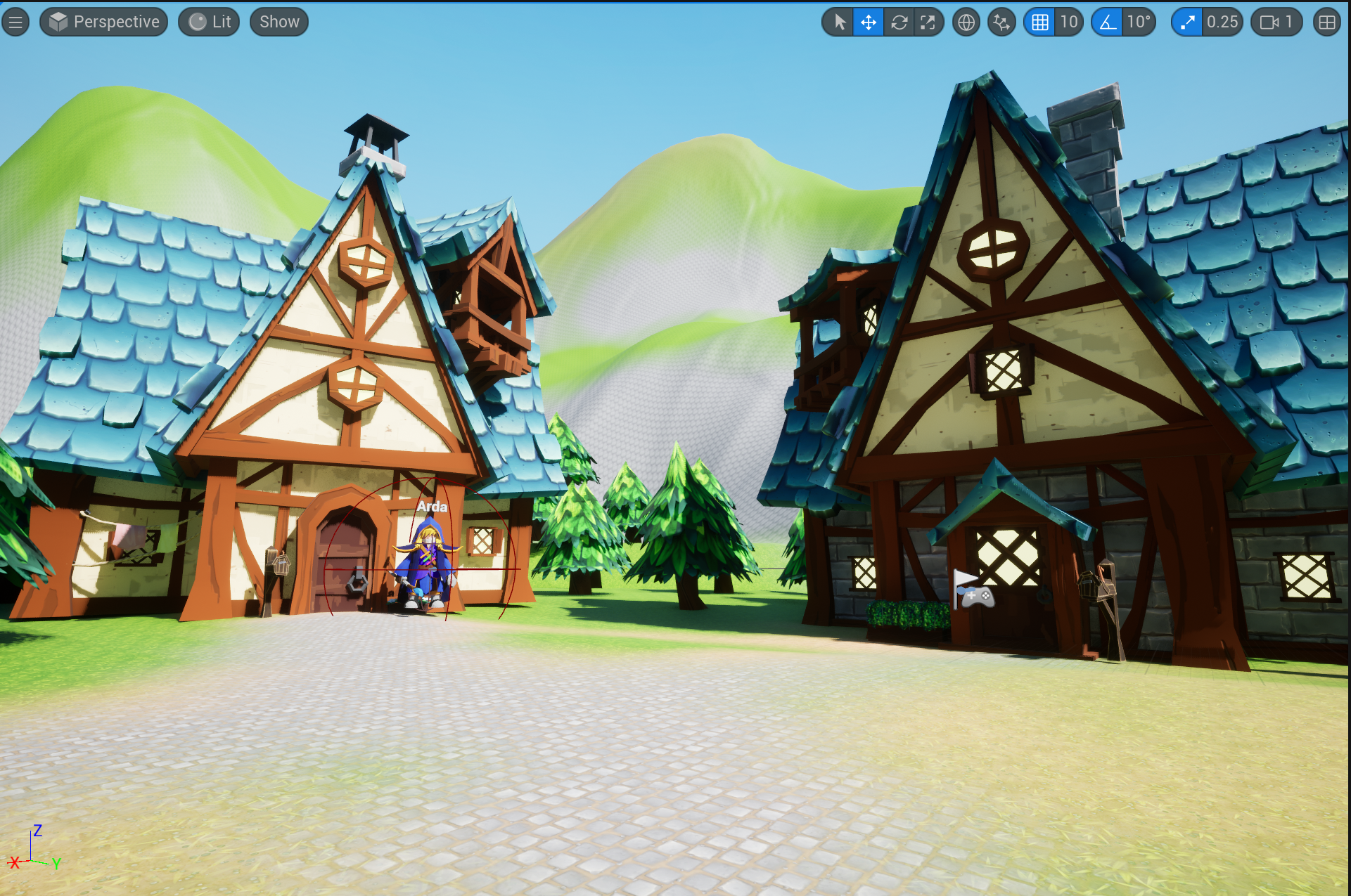 Wiz and Arda's houses, as seen in the Unreal editor